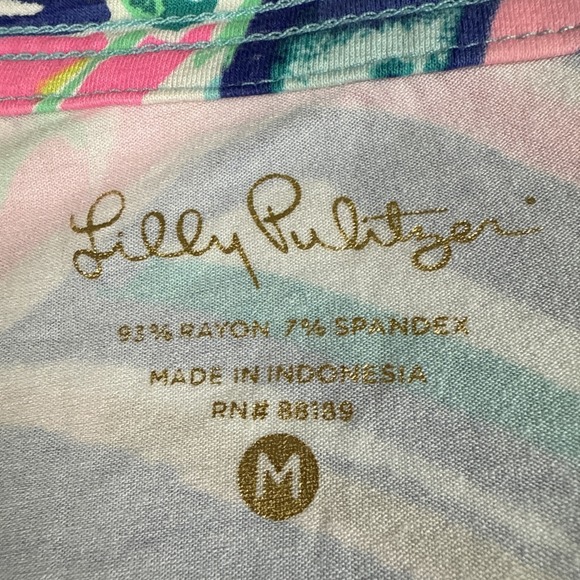 Lilly Pulitzer Tunic Top Womens M Floral Print Rayon Blend Blouse Colorful - Picture 2 of 5